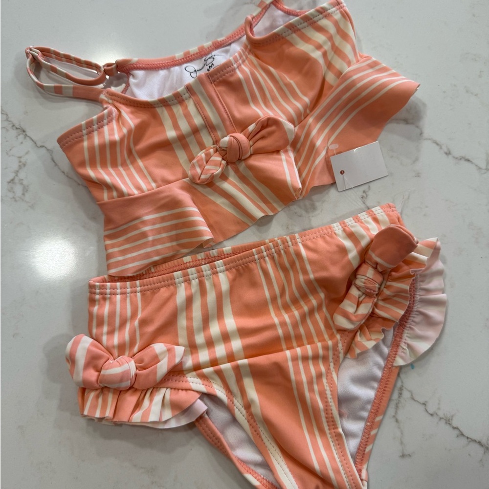 Striped Peach Kids Swim Set
